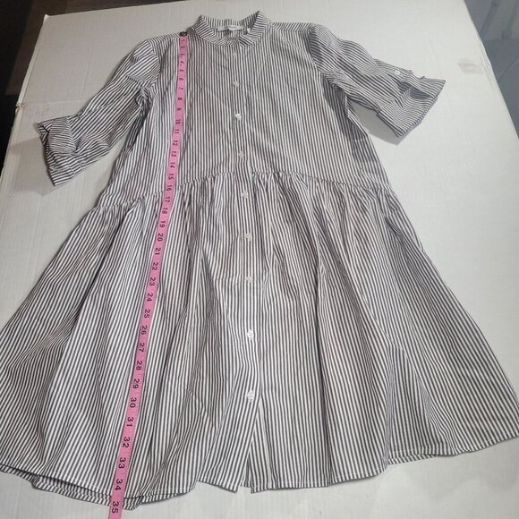 Madewell Striped Classic Lightweight Button-Front Tiered Shirt Dress Size XXS - Picture 12 of 14